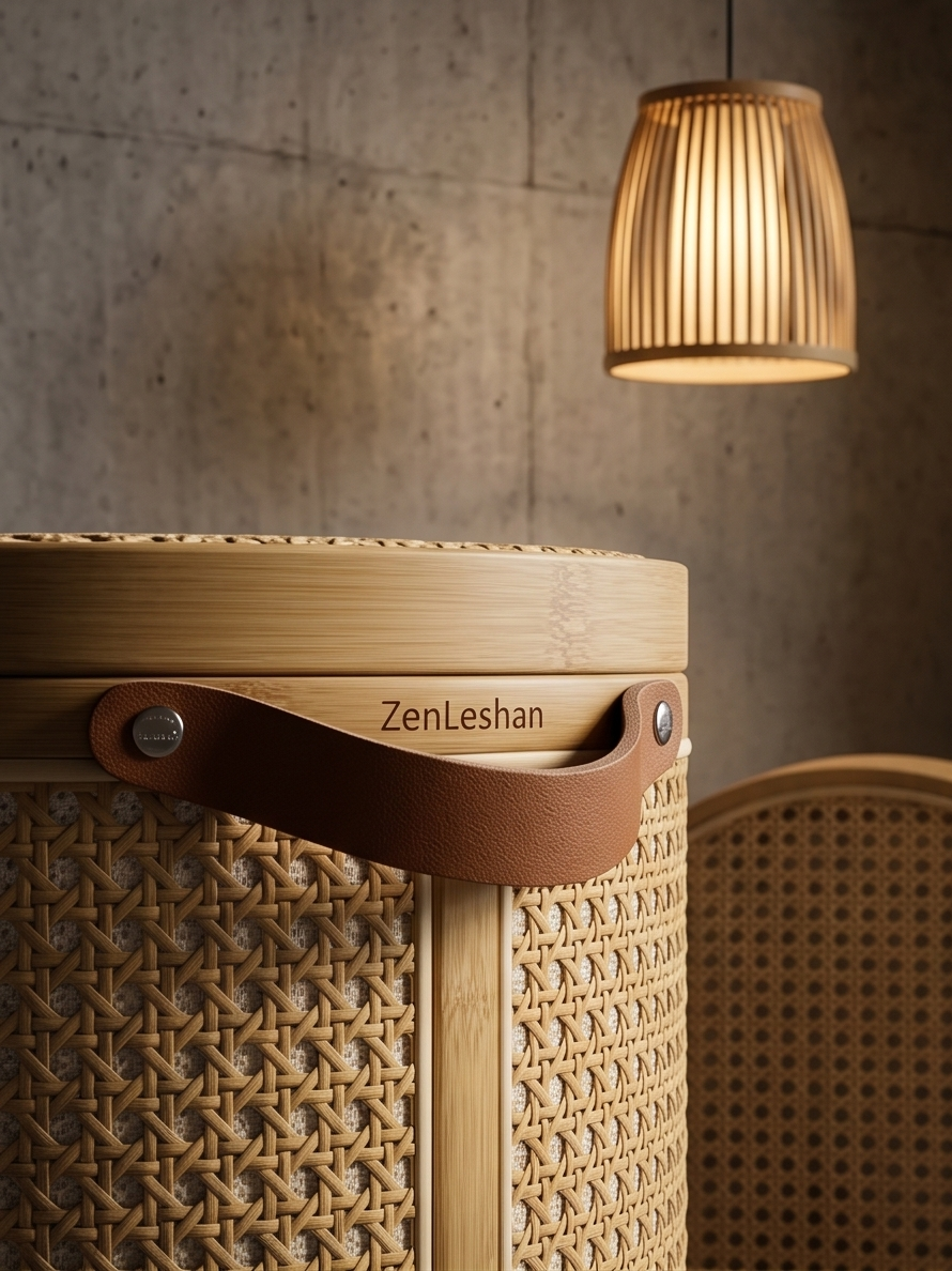 ZenLeshan Handwoven Bamboo Storage Ottoman