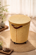 ZenLeshan Handwoven Bamboo Storage Ottoman