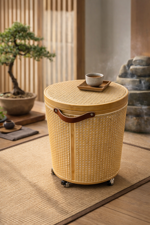 ZenLeshan Handwoven Bamboo Storage Ottoman